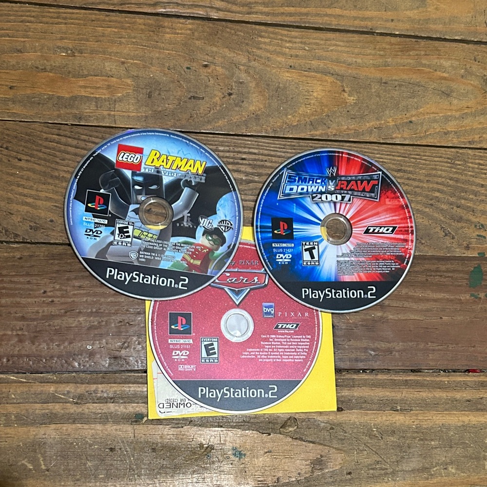 Sony PlayStation 2 Game Trio - Batman,smack down,cars